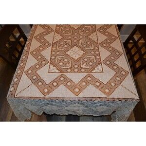 Vintage Crochet Tablecloth Tuscany Lace Cotton